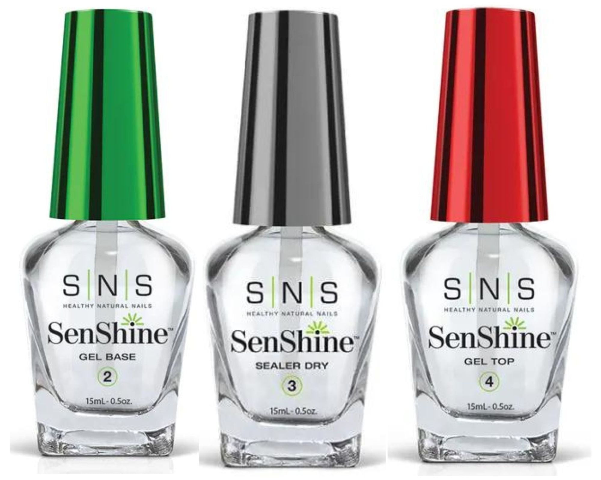 SNS SenShine Bases & Sealers Gel Base,Sealer Dry ,Gel Top ( 3 Bottle