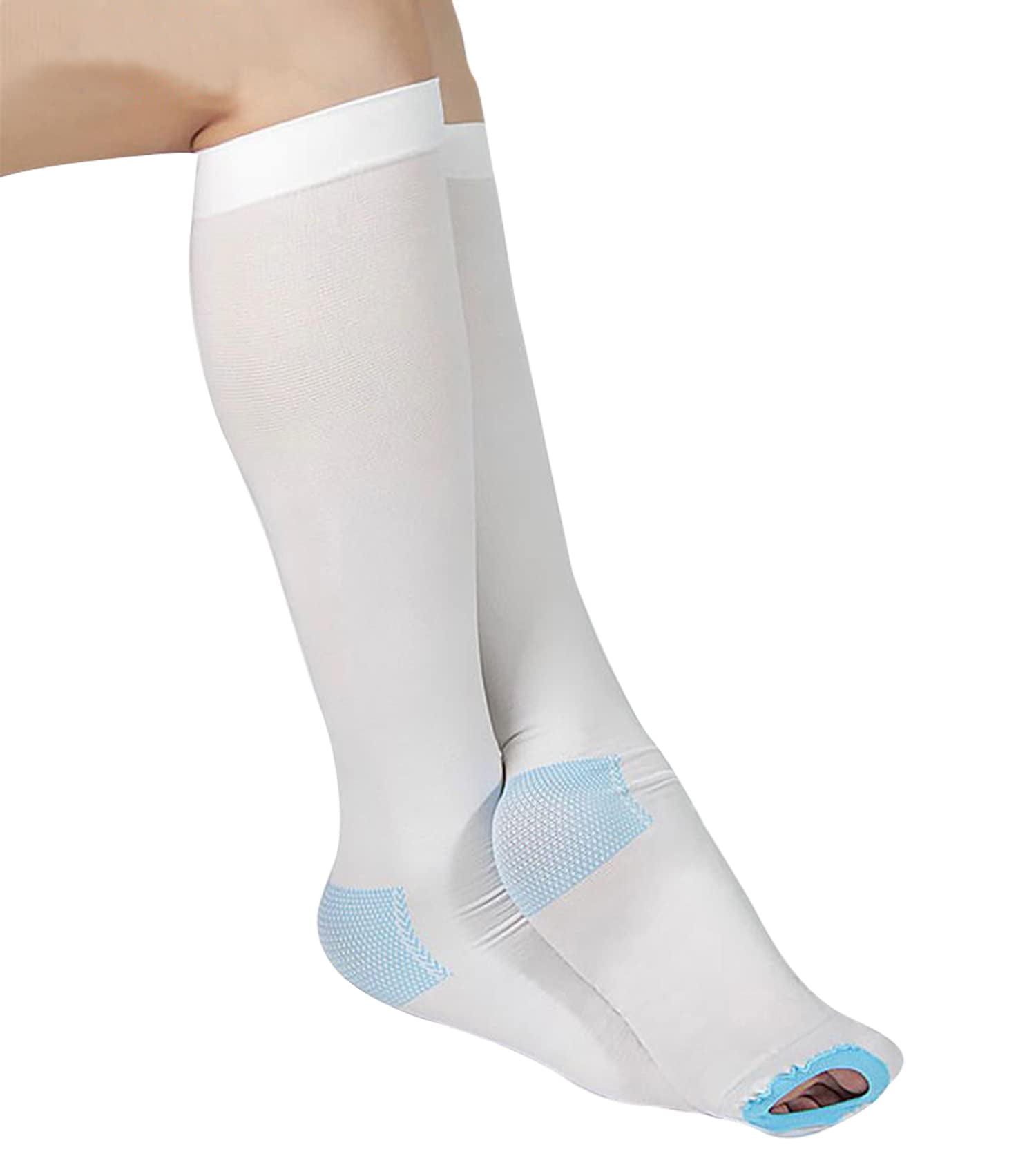 Anti Embolism Compression Stockings, Knee High Unisex Ted Hose Socks 15-20  mmHg Moderate Level（Large） 