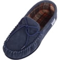 thumbnail image 1 of SNUGRUGS George Mens Suede Moccasin with Checked Cotton Inner and Rubber Sole - Navy - US 13, 1 of 7