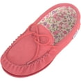 thumbnail image 1 of SNUGRUGS Grace Womens Suede Moccasins with Floral Cotton Inner and Rubber Sole - Crimson - US 10, 1 of 7