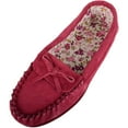 thumbnail image 1 of SNUGRUGS Ladies / Womens Soft Suede Moccasins / Slippers with Beautiful Cotton Lining - Crimson - 7 US, 1 of 7