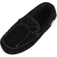 thumbnail image 1 of SNUGRUGS Men's Rubber Sole Suede Sheepskin Moccasin Slippers - Black - US 14, 1 of 7