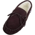 thumbnail image 1 of SNUGRUGS Men's Rubber Sole Suede Sheepskin Moccasin Slippers - Dark Brown - US 16, 1 of 7