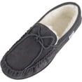 thumbnail image 1 of SNUGRUGS Men's Rubber Sole Suede Sheepskin Moccasin Slippers - Dark Grey - US 10, 1 of 7
