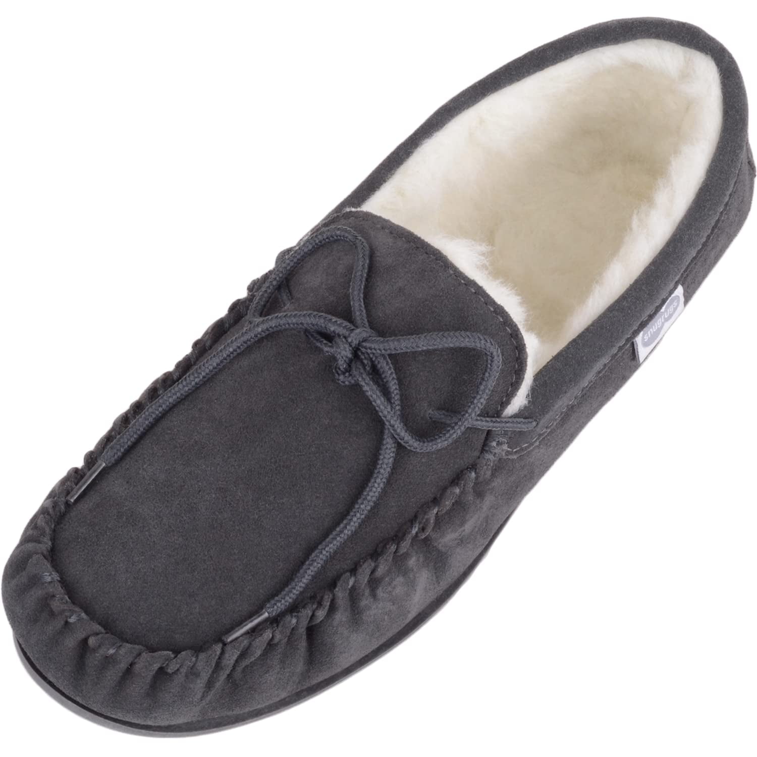 SNUGRUGS Men s Rubber Sole Suede Sheepskin Moccasin Slippers Dark snugrugs-men-s-rubber-sole-suede-sheepskin-moccasin-slippers-dark