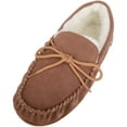 thumbnail image 1 of SNUGRUGS Men's Rubber Sole Suede Sheepskin Moccasin Slippers - Light Brown - US 8, 1 of 7