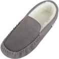 thumbnail image 1 of SNUGRUGS Mens Ronnie Suede Moccasin Slippers with Wool Inner and Suede Sole - Grey - US 8, 1 of 7