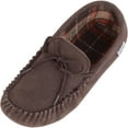 thumbnail image 1 of SNUGRUGS Rupert Mens Suede Moccasin Slippers with Cotton Inner and Suede Sole - Dark Brown - US 14, 1 of 7