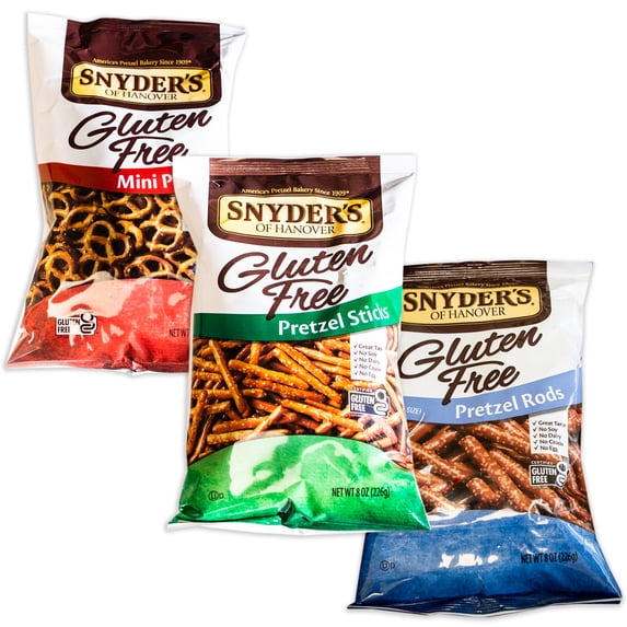 Syder Pretzel Rods Snyder's of Hanover, Pretzel Variety Pack, 3 Bags, Gluten Free ...