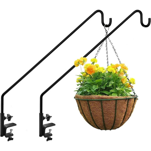 SNYNUXX 2 Packs Heavy Duty Deck Rail Pole Deck Hook Ornament Hook, Extensible and Adjustable Deck Hook for Hanging Bird Feeder, Plants, Suet Baskets,Wind Chimes,Lanterns