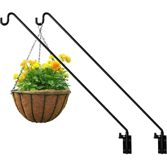 SNYNUXX 2 Packs Heavy Duty Extended Reach Wall Mounted Deck Hook Wall Pole, Wall Bracket Direction and Length Adjustable Plant Bracket for Bird Feeders, Planters, Suet Baskets, Lanterns, Wind Chimes