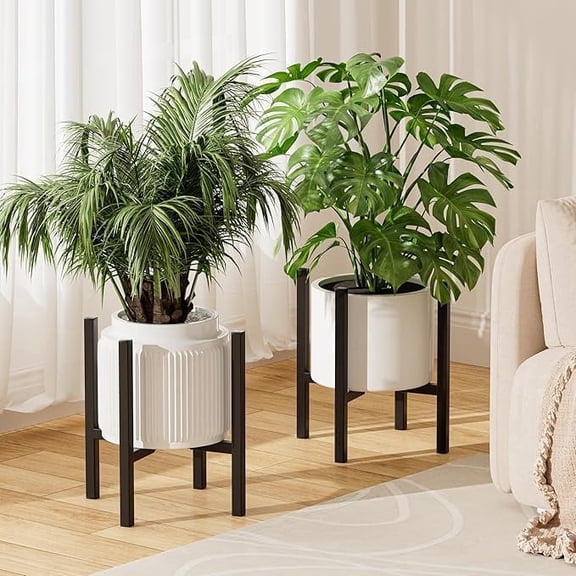 SNYNUXX Adjustable Metal Plant Stand Outdoor & Indoor Planter With Stand Fits for 8-14 Inch Plant Holder Mid Century Modern Flower Stand Corner Outdoor Plant Stands for Patio (8-14inch 2PK)
