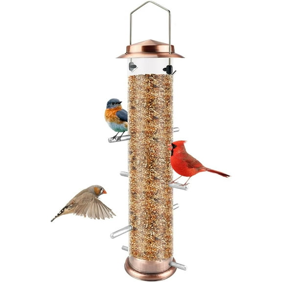 SNYNUXX Finch Bird Feeder with Easy Refill Top, 1-Piece Alloy Steel Hanging Metal Thistle Seed Feeder, 8 Feeding Ports Capacity (1 Pack)