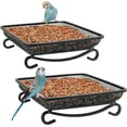 thumbnail image 1 of SNYNUXX Ground Bird Feeder Metal Seed Tray for Outside Garden Wild Bird Feeders with Drainage Holes Great Attracting for Birds and Squirrels, Wonderful Decoration for Backyard – 2 Pack, 1 of 7