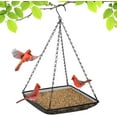 thumbnail image 1 of SNYNUXX Hanging Bird Feeder Tray 11x11 Inches, Metal Mesh Platform Seed Feeder with Durable Chains for Outdoors Outside Great for Attracting Wild Birds, 1 of 5