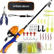 SNYNUXX Kids Fishing Pole Set Portable Telescopic Kids Fishing Rod and Reel Combo Kit with Tackle Box for Beginners, Orange