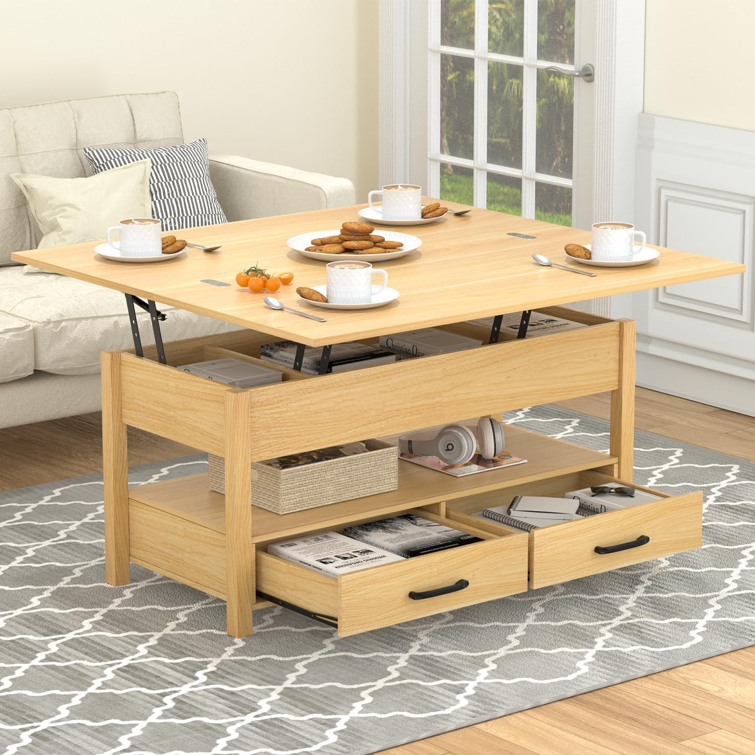 SNYNUXX Lift Top Coffee Table, 3in1 Multifunctional Coffee Table with