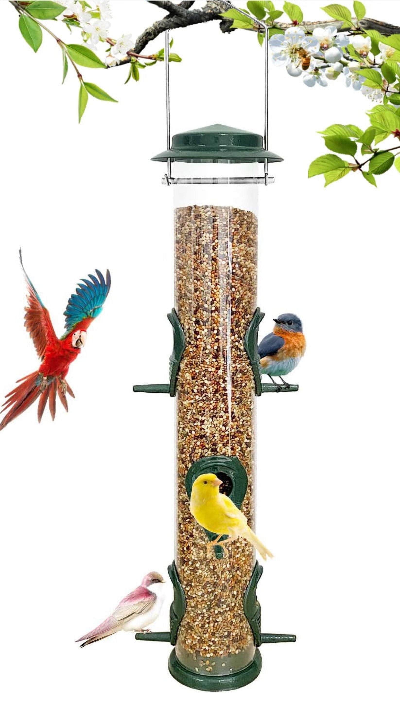 SNYNUXX Metal Bird Feeder Tube Hanging Wild Bird Seed Feeder for