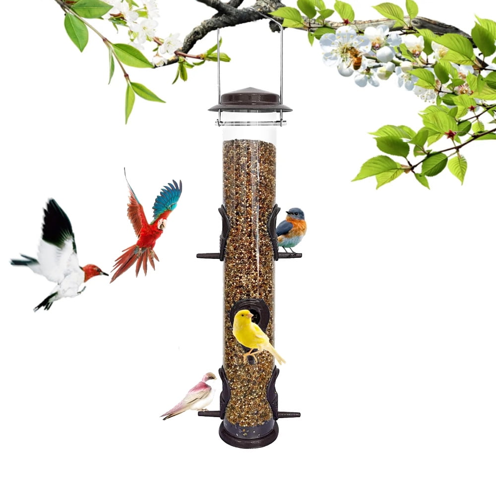 SNYNUXX Metal Bird Feeder Tube Hanging Wild Bird Seed Feeder for ...