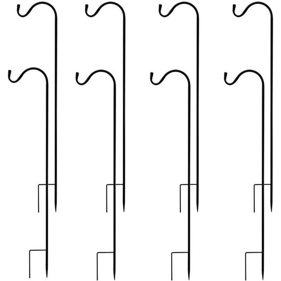 SNYNUXX Metal Heavy Duty Shepherds Hook, Adjustable Shepards Hooks for Outdoor, Black Plant Hooks Pole - Pack of 8