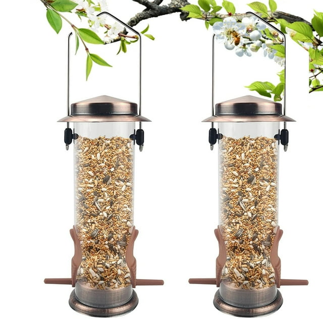 SNYNUXX 2 Pack Stainless Steel Bird Feeders, Squirrel Proof, for