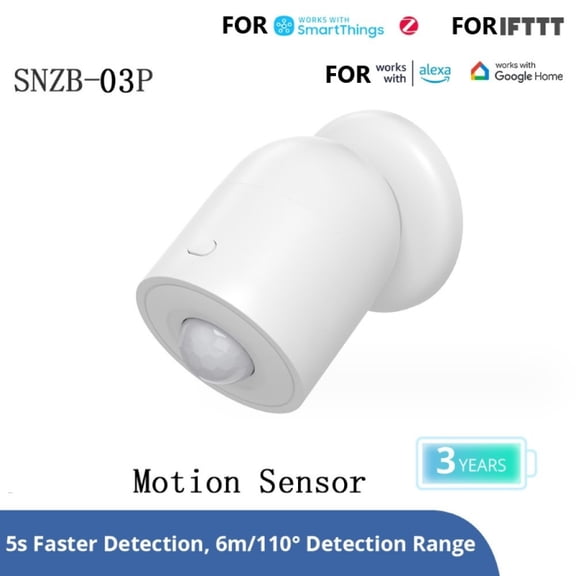 SNZB-03P For ZIGBEE 3.0 Wireless Motion Sensor, Human Presence PIR Detector For Ambient Light, Battery Powered For Smart For Home Automation, Compatible For Home Assistant And ZigBee2MQTT, White
