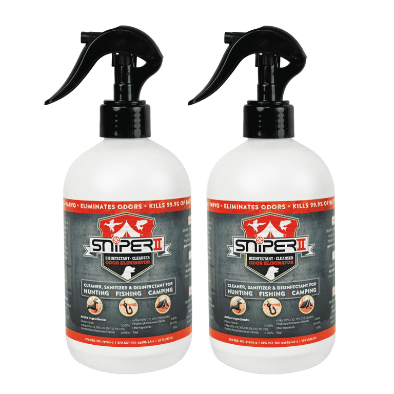 SNiPER II Disinfectant Cleanser and Odor Eliminator, Cleaner for Outdoor  Disinfecting Purposes, Use for Hunting, Fishing, and Camping, 16 Ounce  Spray Bottle, 2-Pack 