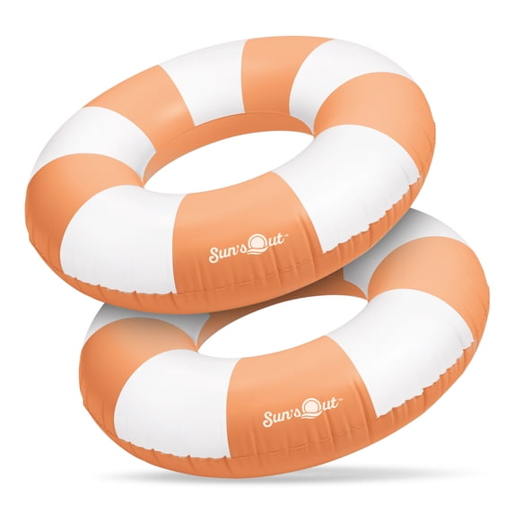 Sun's Out Inflatable Pool Tubes 2 Pack, Orange 36-Inch for Ages 14+