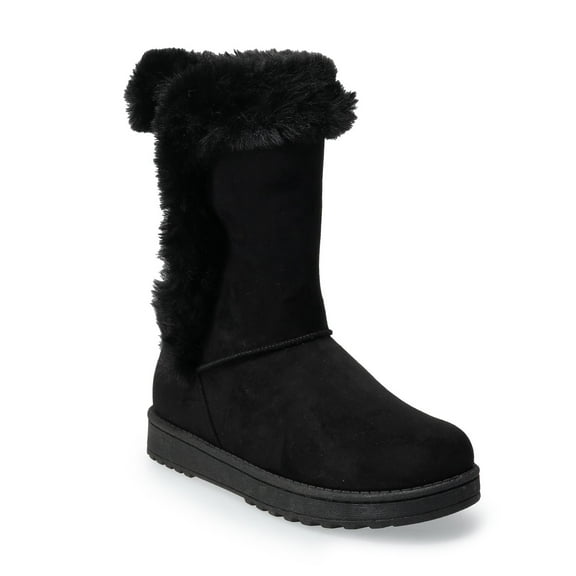 SO® Abigail Women's Faux-Fur Winter Boots Color: Black Size: 6