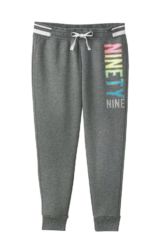 Big Girl's Ninety-Nine Gray Elastic Waistband Fleece Joggers (Size 12)