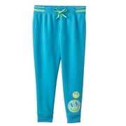 SO Big Girls Smiley Face Graphic Print Elastic Waistband Fleece Joggers Size 7-8