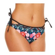 SO Black Floral Side Tie Hipster Bikini Bottom Swimwear Juniors' XS