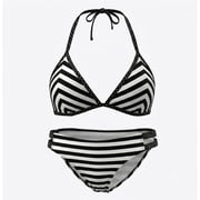 SO Black Striped Push Up 2-Piece Halter Bikini Set Swimwear Juniors XS
