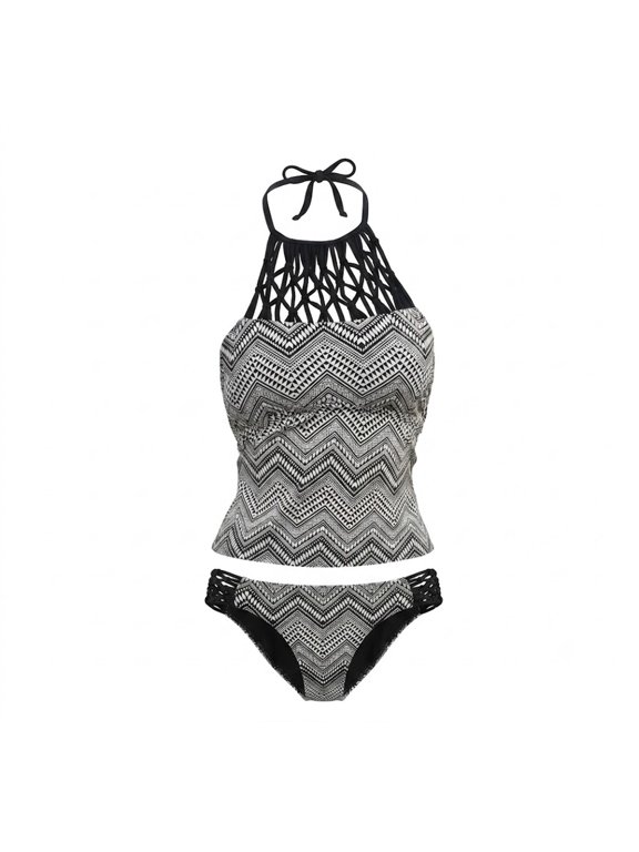 Black Tribal High Neck Macrame 2-Piece Set Swimwear Juniors' XS