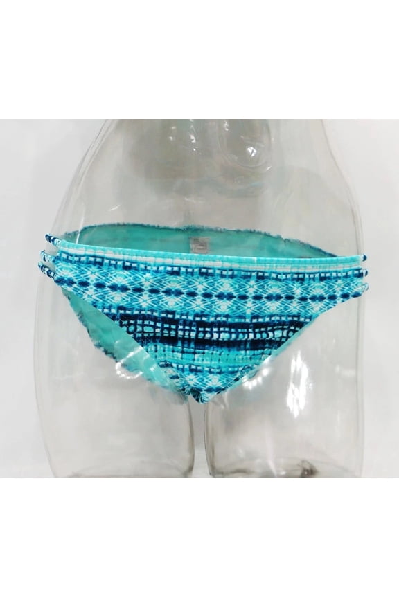 Blue Geometric Tie-Dye Strappy Bikini Swim Bottom Juniors' Small