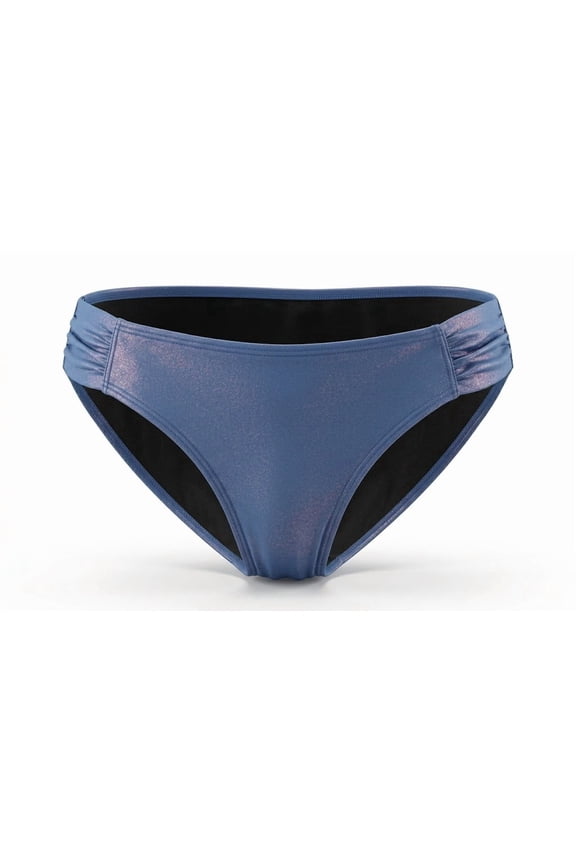 Blue Shiny Shimmered Hipster Bikini Bottom Swimwear Juniors' Large