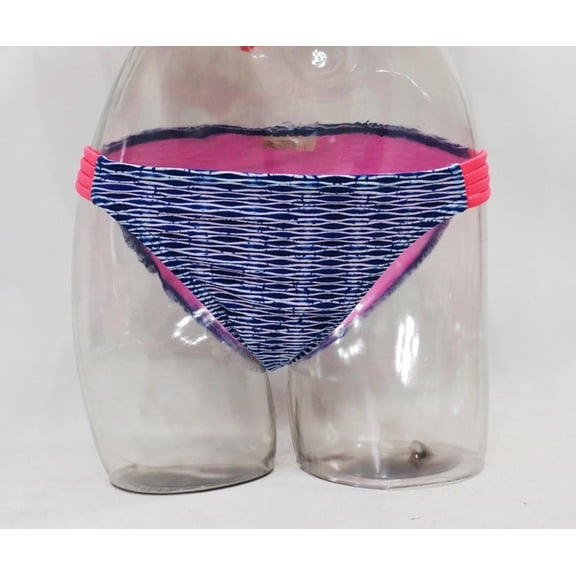 SO Blue Striped Strappy Hipster Bikini Bottoms Swimwear Juniors' Women's Small