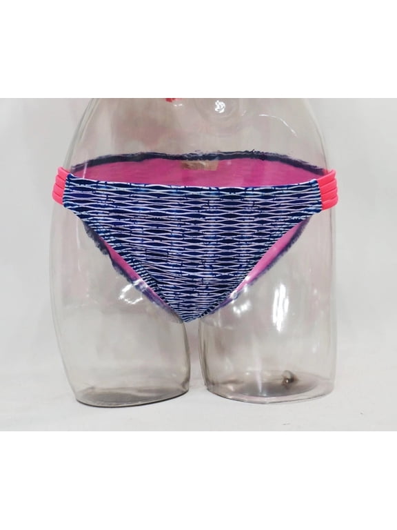 Blue Striped Strappy Hipster Bikini Bottoms Swimwear Juniors' Women's Small