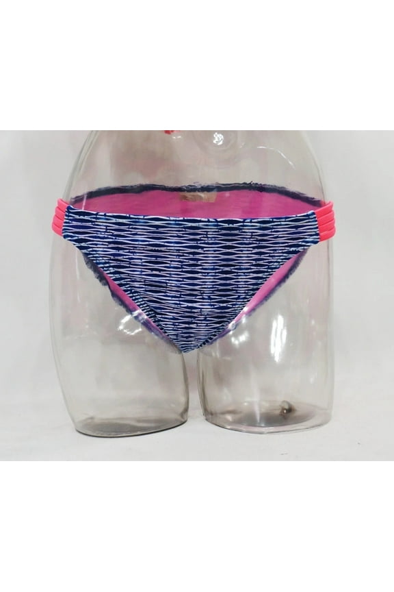 Blue Striped Strappy Hipster Bikini Bottoms Swimwear Juniors' Women's XL