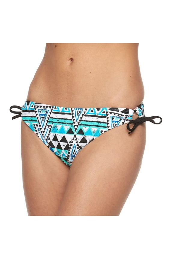 Blue Tribal Side Tie Swim Bikini Bottom Juniors' Medium