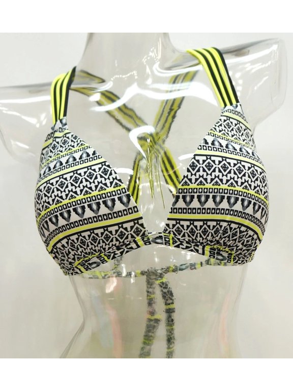 Geometric Push-Up Macrame Racerback Bikini Top Swimwear Juniors' Women's XS