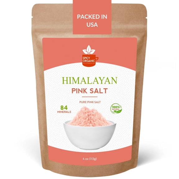 Spicy Organic Pink Himalayan Salt, Fine Ground, 4 oz 100% Pure, Natural & Unrefined Rock Salt for Cooking, Baking & Seasoning