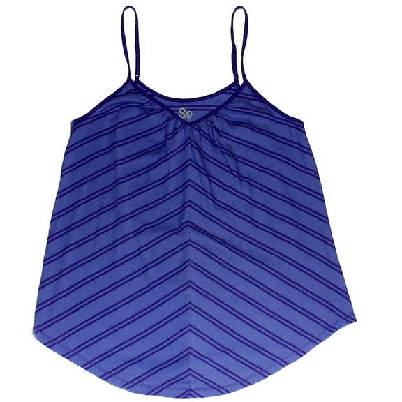 SO Junior Women's Purple Double Striped Adjustable Spaghetti Strap Tank (Small)