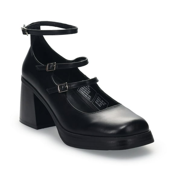 SO® Marissa Women's Three Strap Mary Jane Shoes Color: Black Size: 5