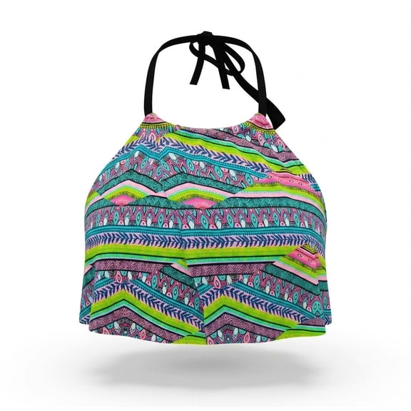 SO Multi-Color High Neck Flounce Bikini Swim Top Swimwear Juniors' Small