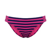 SO Pink & Navy Striped Strappy Hipster Bikini Bottom Swimwear Juniors' XL