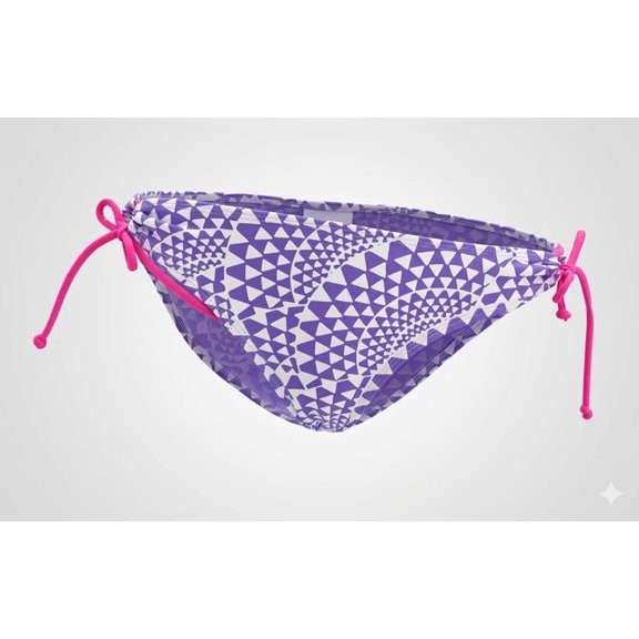 SO Purple String Tie Geometric Pattern Bikini Bottom Swimwear Juniors' Large