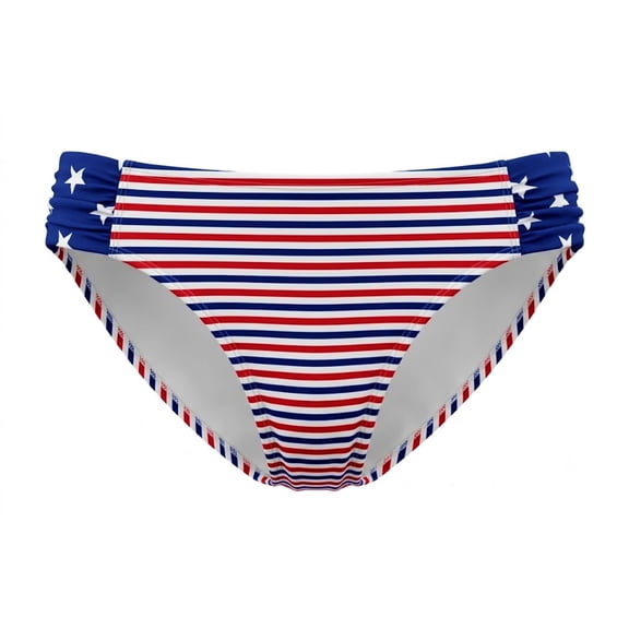 SO Stars & Stripes Red White Blue Patriot Bikini Bottom Ruched, SwimwearJuniors' XS