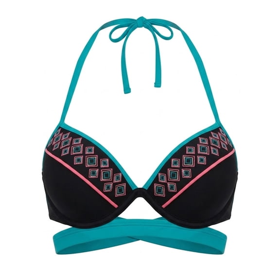 SO Teal Push Up Cut-Out Halter Underwire Bikini Top Swimwear Juniors' Small