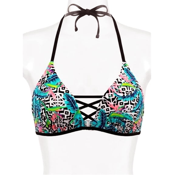 SO Tropical Molded Triangle Cup Halter Bikini Top Swimwear Juniors' XS